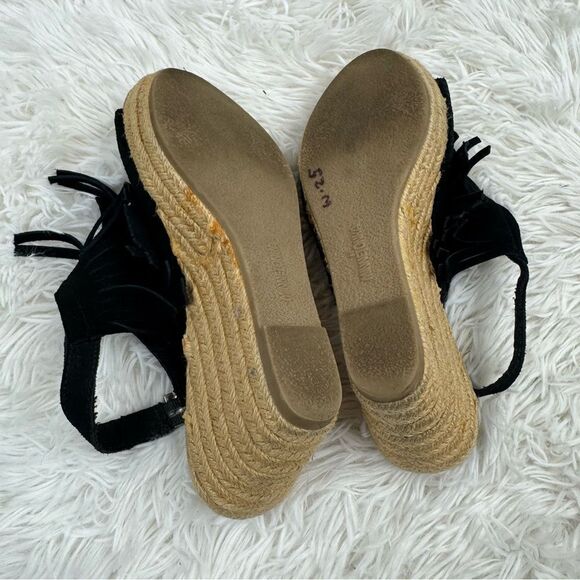 Minnetonka Ashley Sue Fringe Suede Leather Espadrille Wedge Sandals - Picture 8 of 11